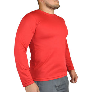 Polera Deportiva Dry Fit Roja Manga Larga Hombre