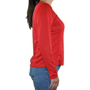Polera Deportiva Dry Fit Roja Manga Larga Mujer