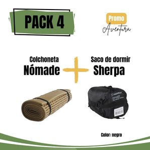Pack 4: Saco Sherpa Negro + Colchoneta Nómade